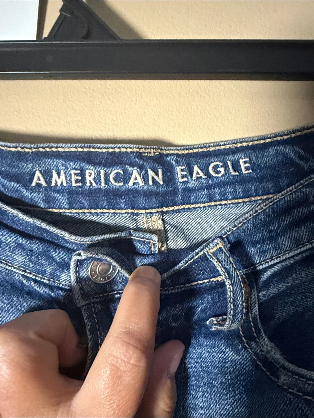 American Eagle Outfitters Distressed Blue Denim Cutoff Shorts Highest rise